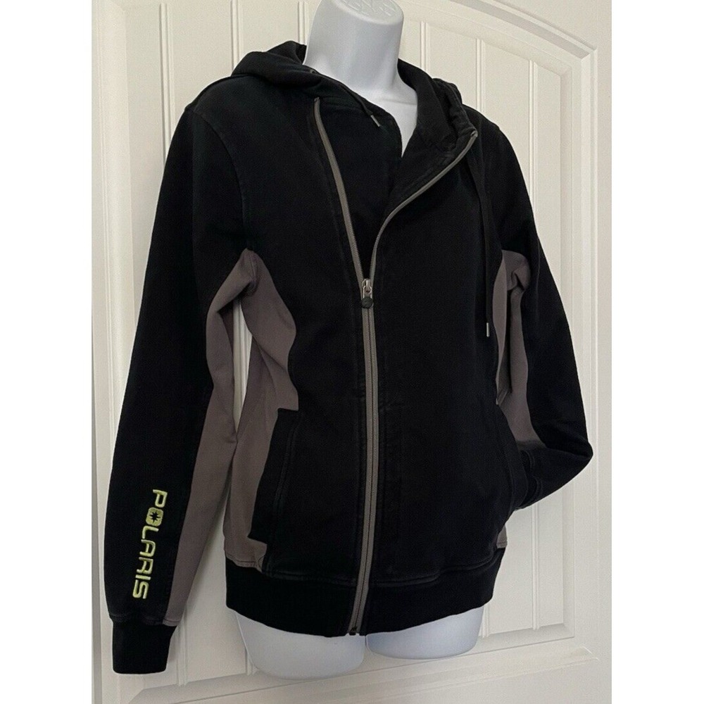 Polaris Jacket Womens Medium Black Gray‎ Full Zip Hoodie Sweatshirt Long Sleeve